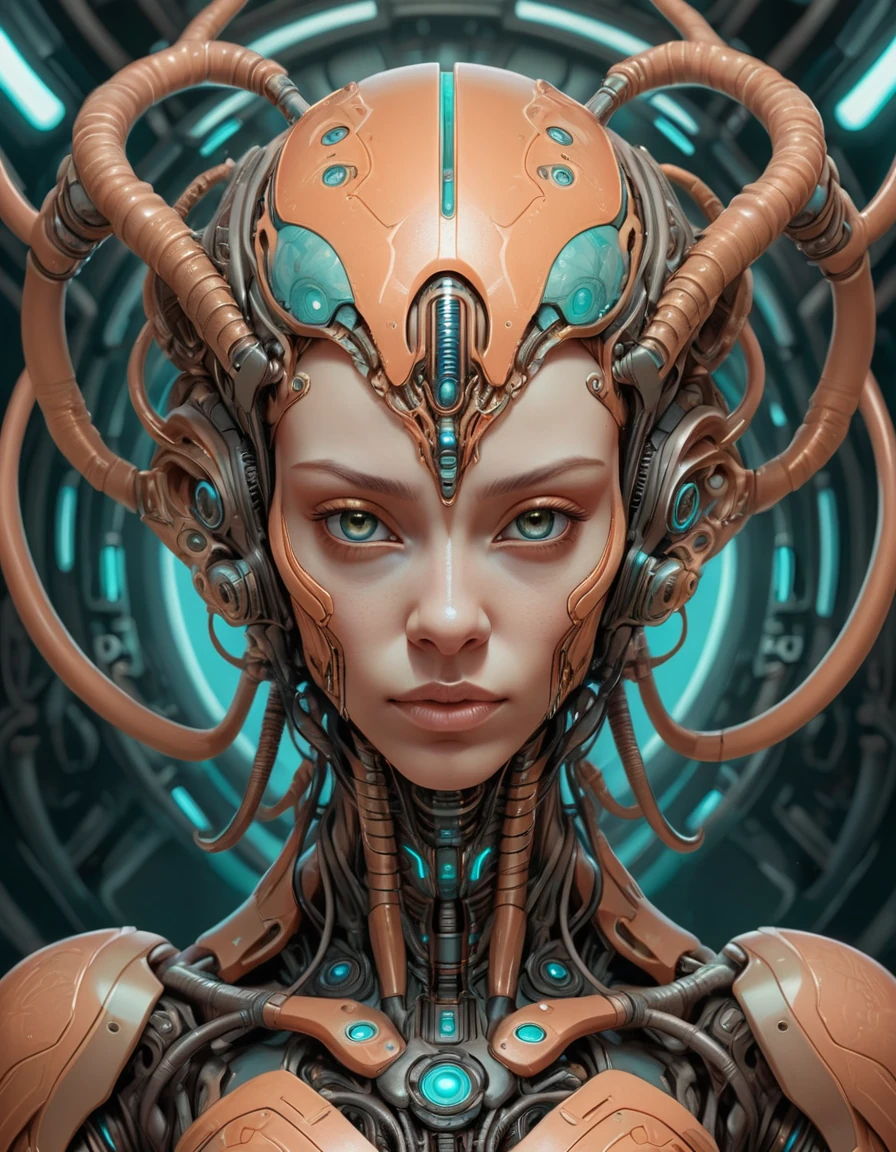 Alien Orange Illustration Female Cyborg Theo Style
