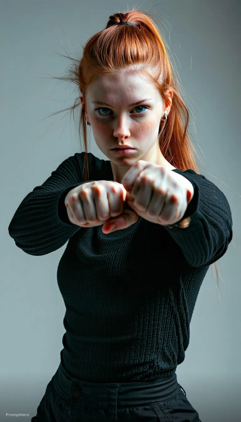 Woman Red Hair Painting Stern Perhaps Beautiful