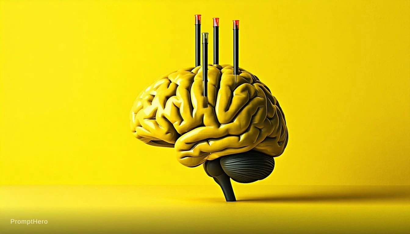 Yellow Minimalism Style. Brain Tubes Inserted Colors