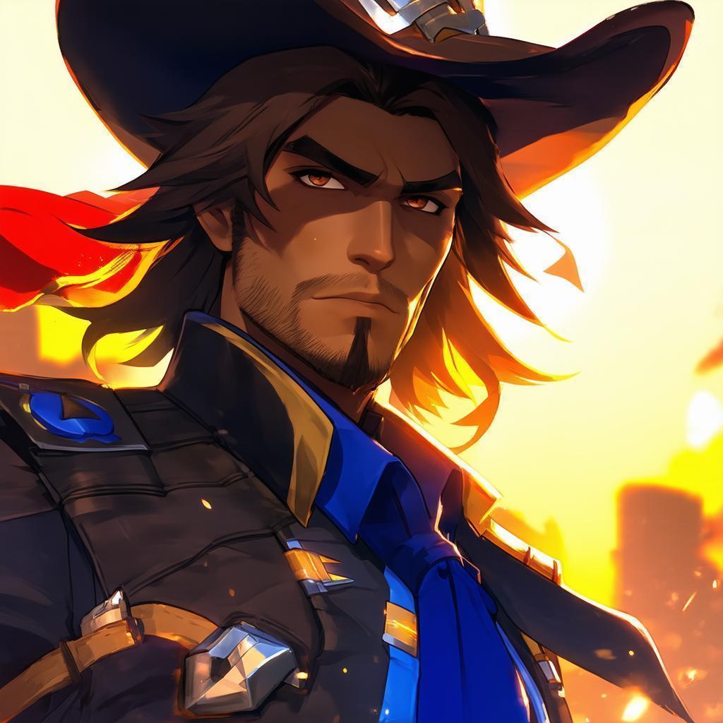 McCree From Overwatch in Chibi Anime