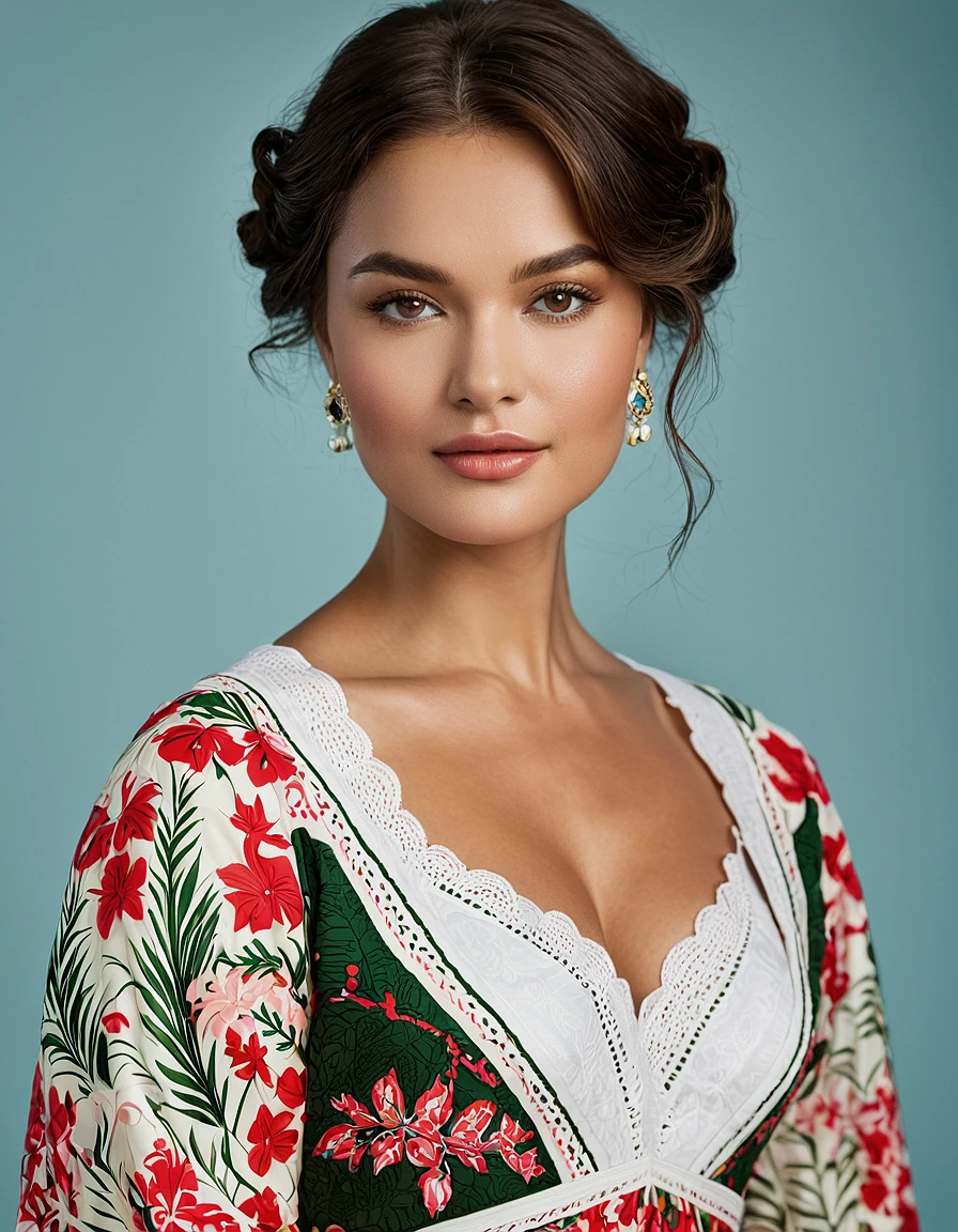 Woman Hawaiian Motifs Bob Hairstyle