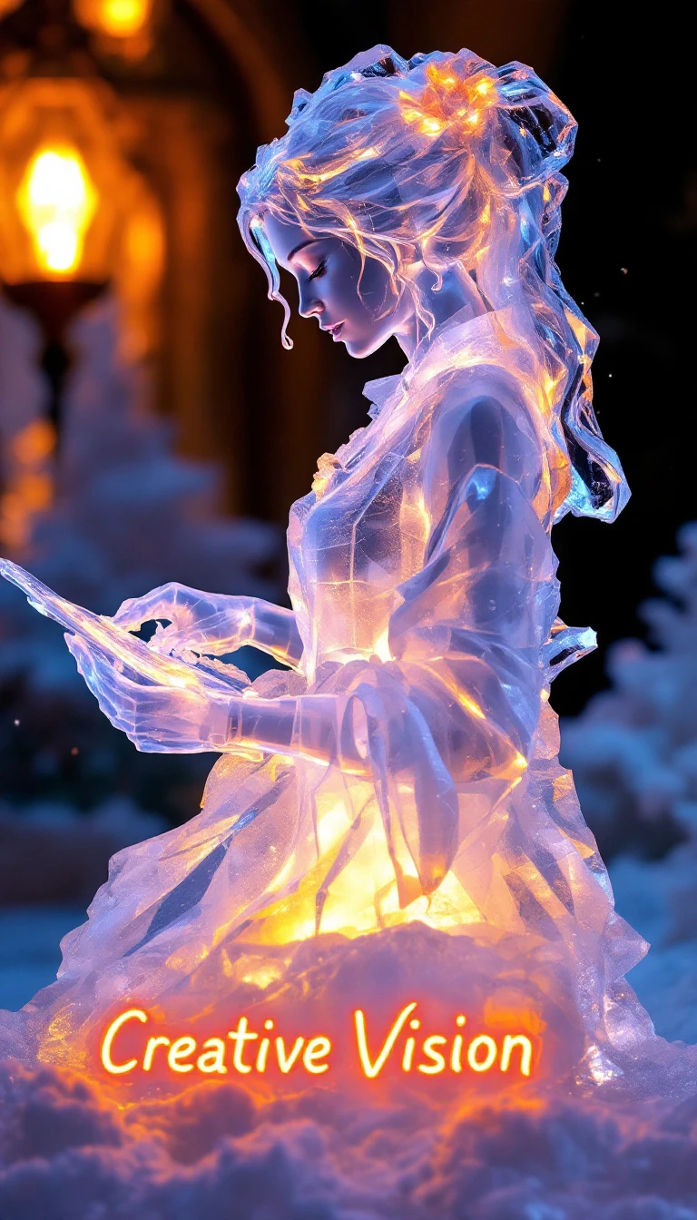 Ice Sculpture Renaissance Artist Neon