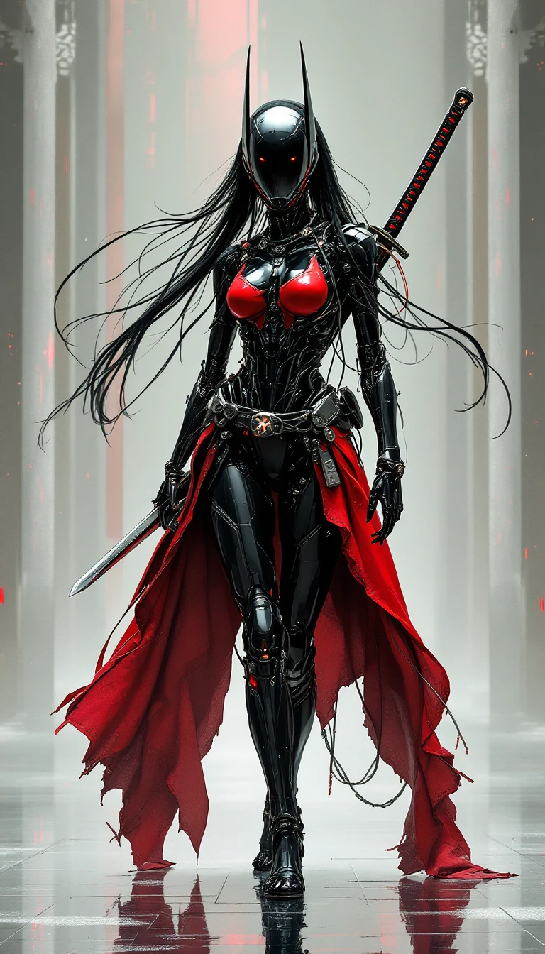 Female Cyberpunk Robot Samurai Katana