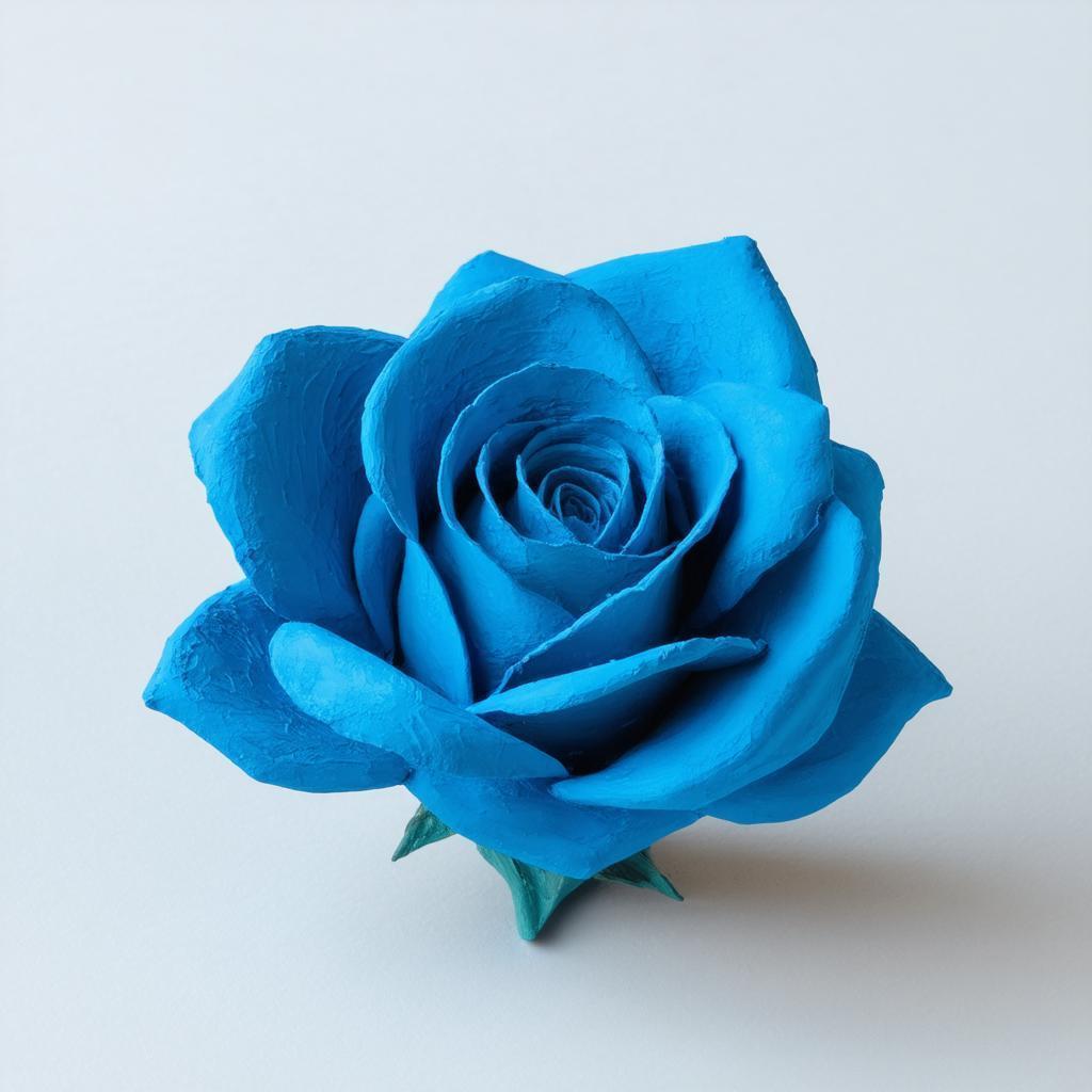 Stop Motion Blue Rose Sculpted in Clay