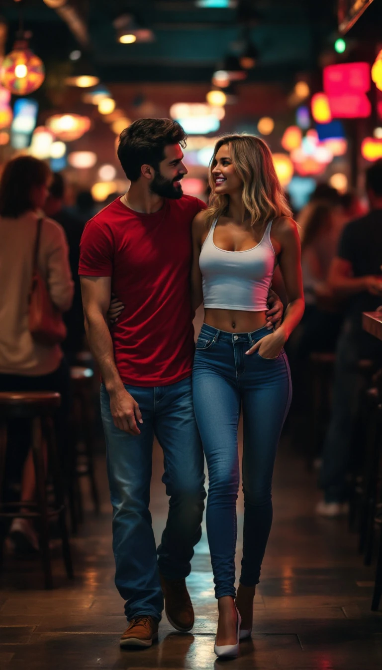 Couple Bar Walk Fashion Model Love