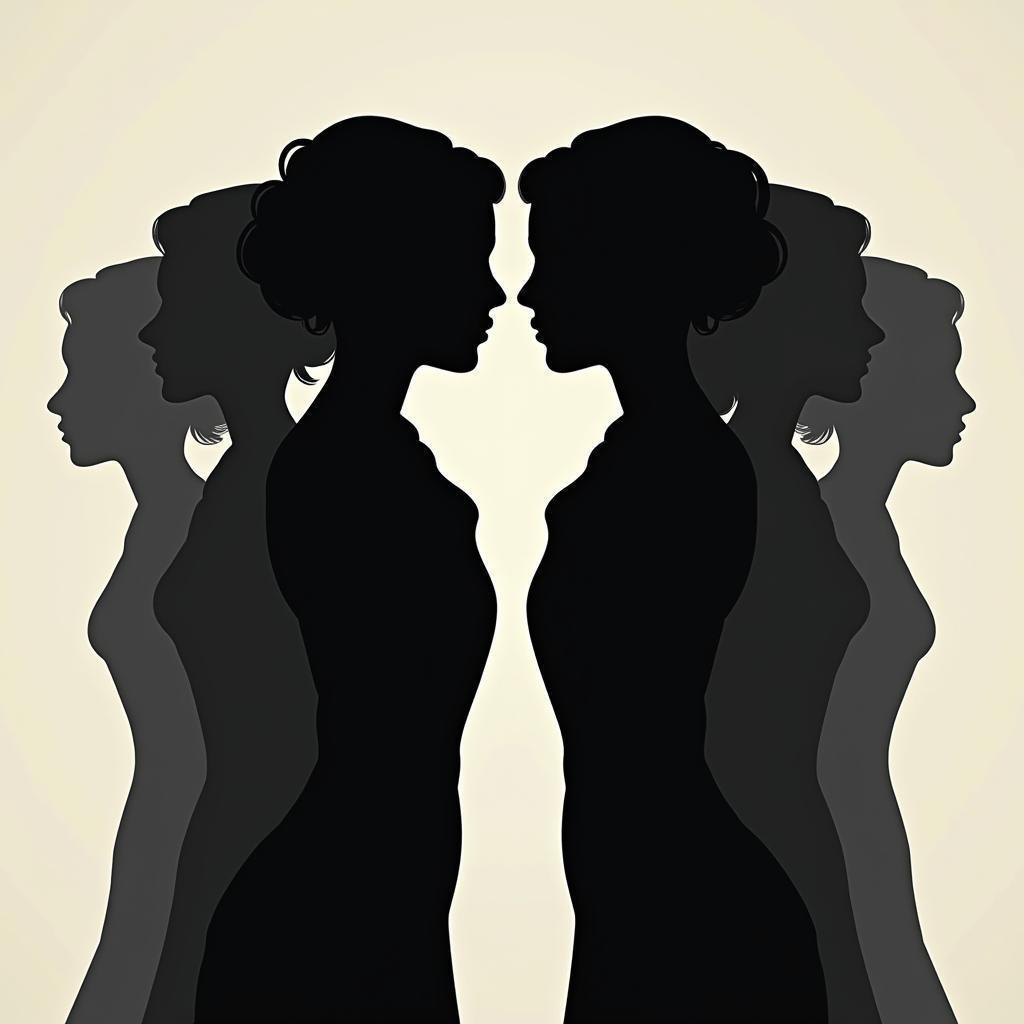 Symmetrical Silhouettes Posing in High Contrast