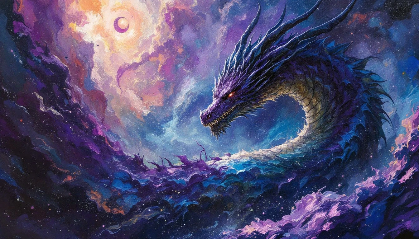 Purple Dragon Cosmic Horror Painting