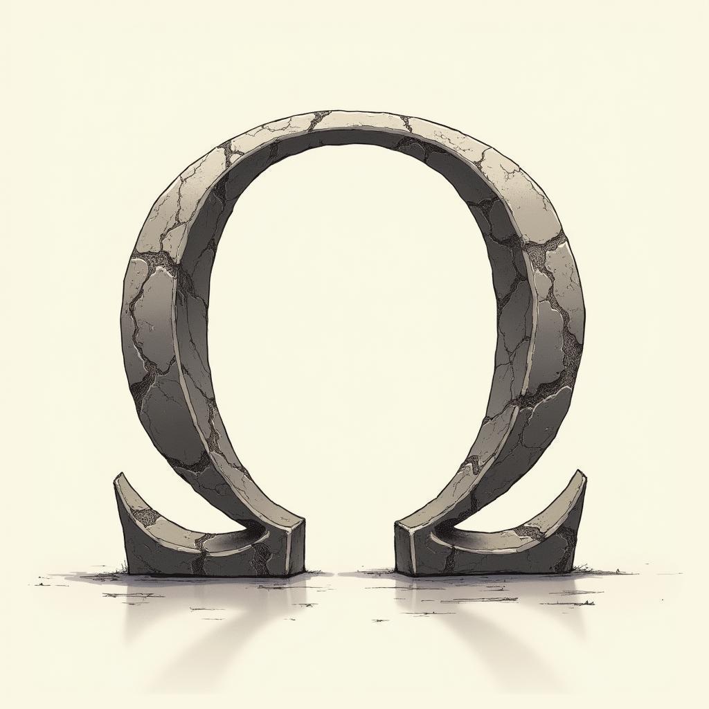 Greek Letter Omega in Intricate Anime Linework