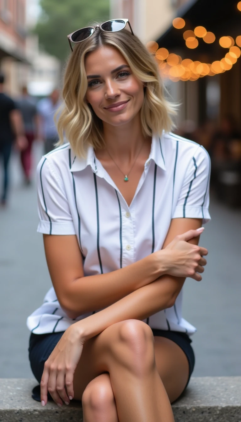 Urban Woman Stone Wall
