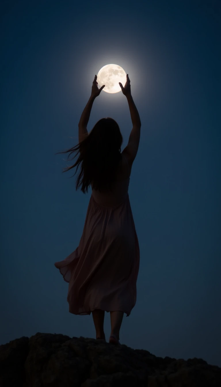 Woman Mountain Moonlight