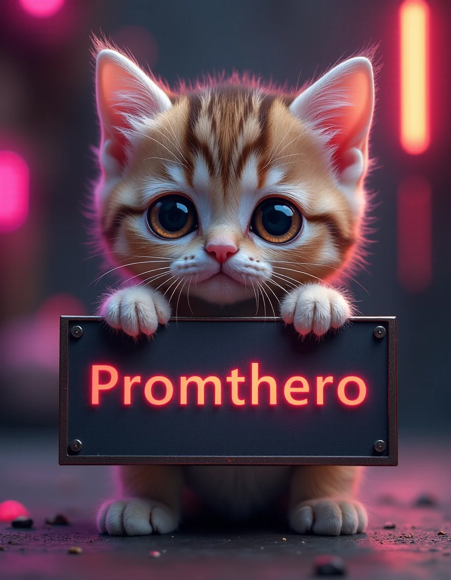 Baby Cat Holding Sign