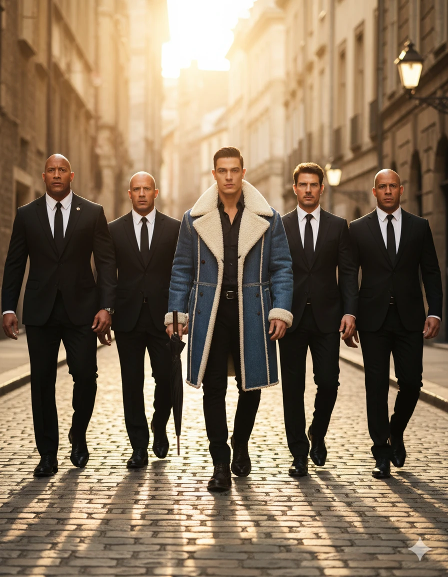 Man Blue Coat Bodyguards