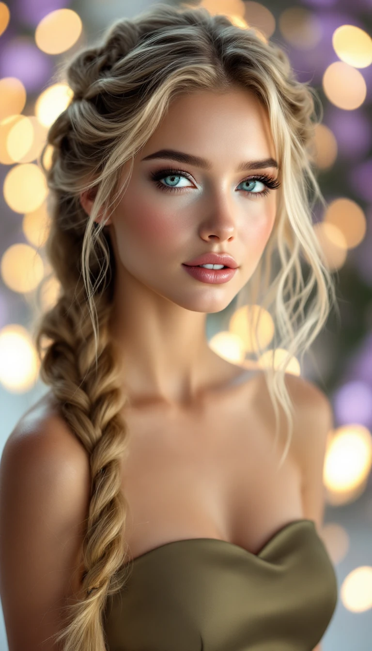 Woman Golden Braids Portrait