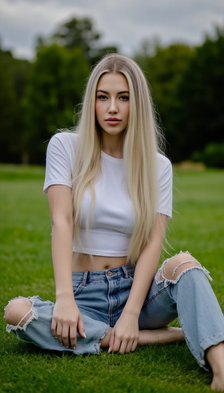 Woman Grass White Hair