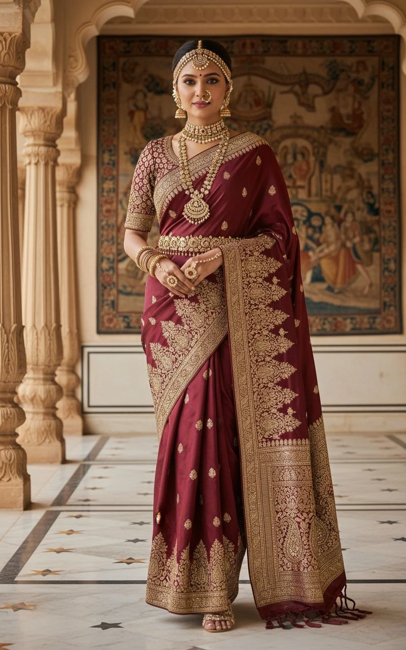 Indian Woman Saree Jewelry Palace