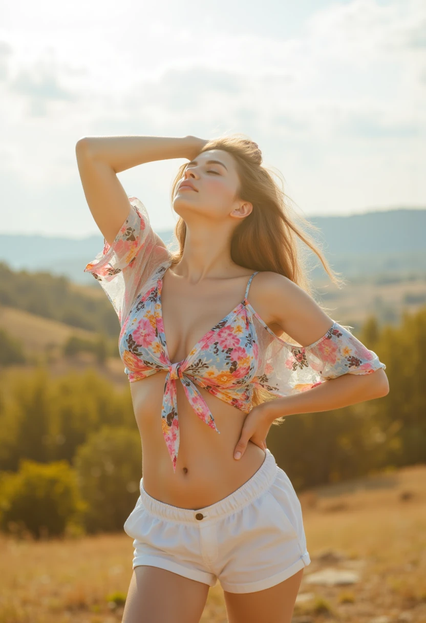 Woman Flower Top Wind Sunshine