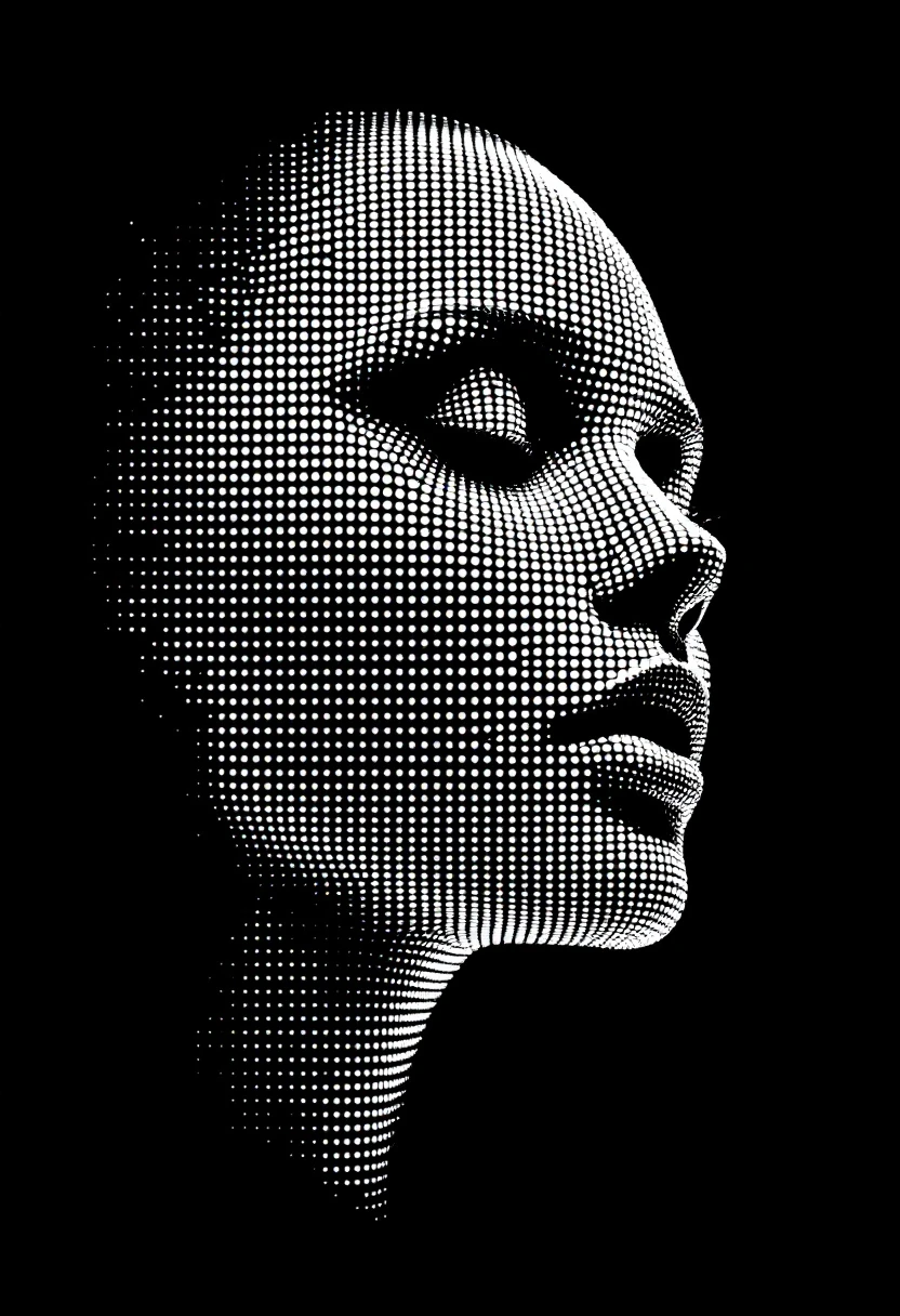 Woman Face 3D Dotted Design