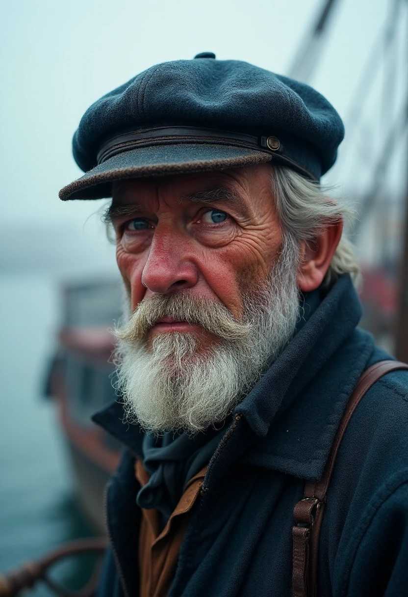 Weathered Sailor Harbor Dawn Portrait