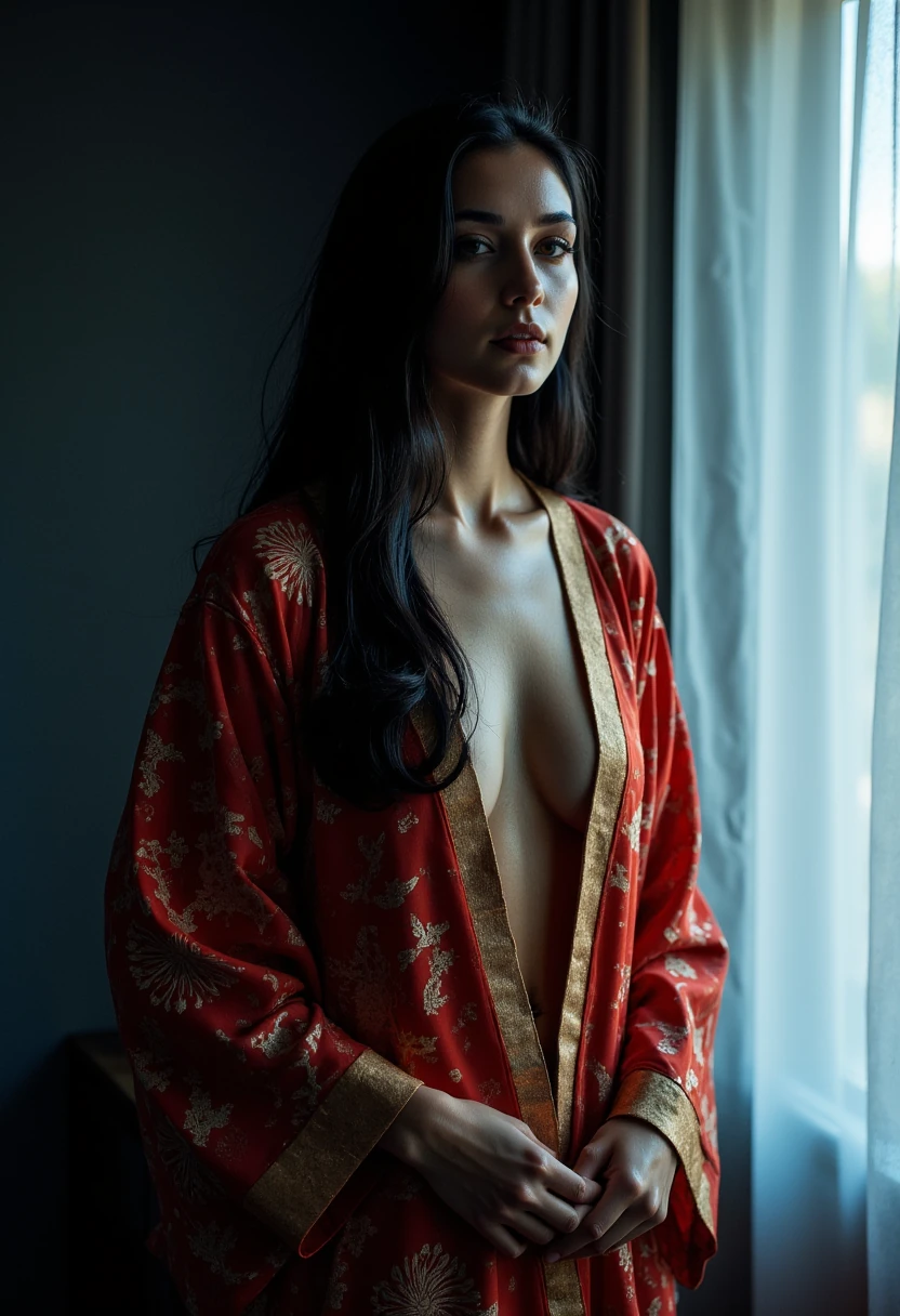 Woman Kimono Bedroom Bluish Light