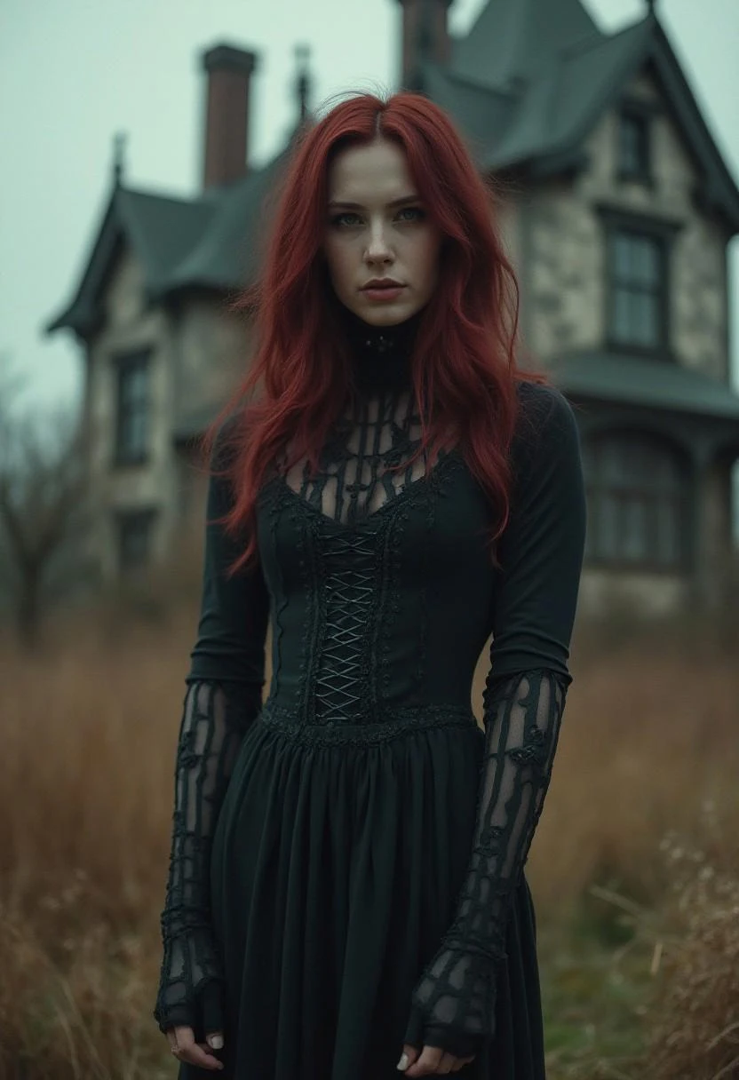 Woman Victorian Mansion Sinister Gothic