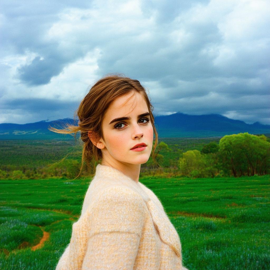 Emma Watson Portrait Under Cloudy Superia Skies