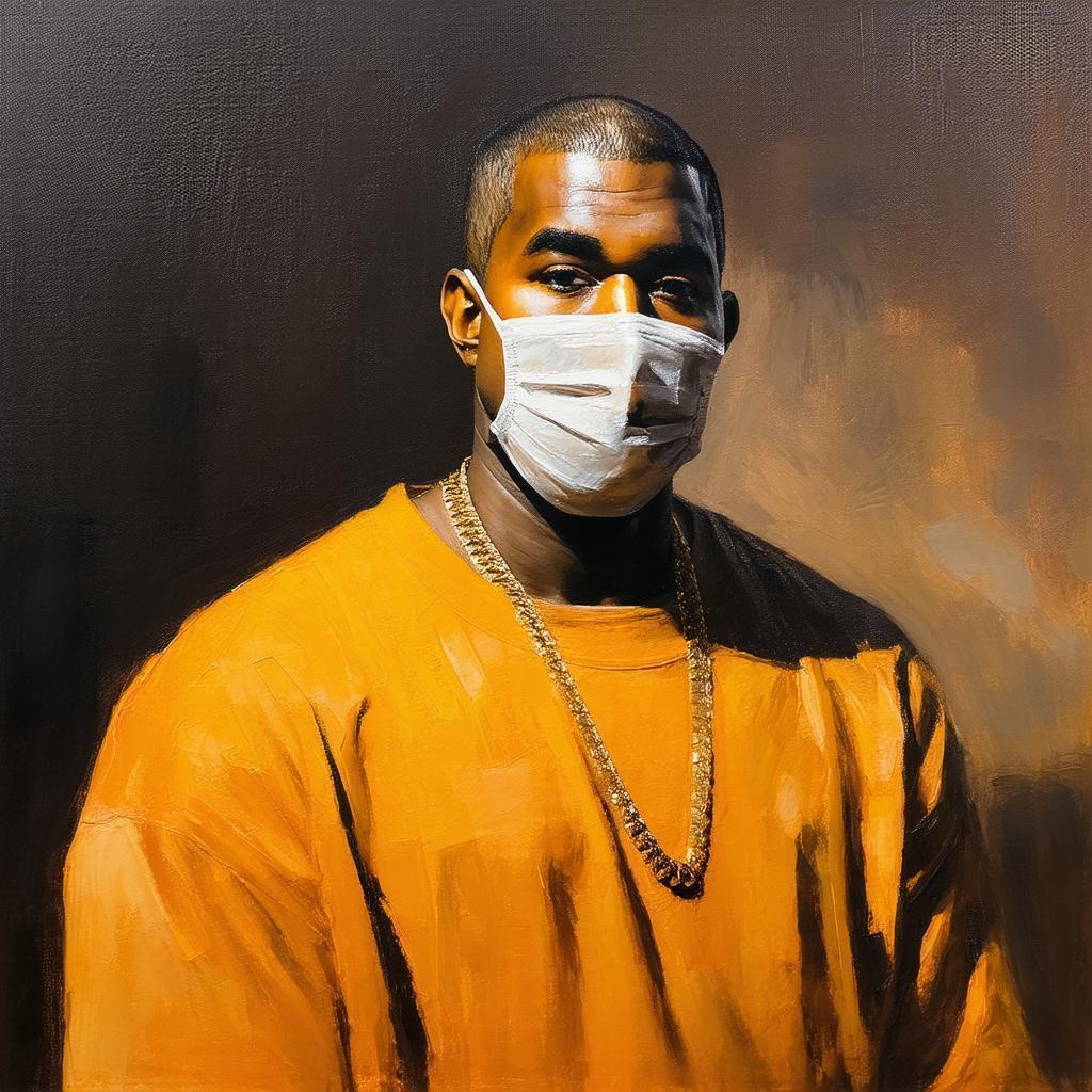 Masked Kanye West in Warm Oil Strokes
