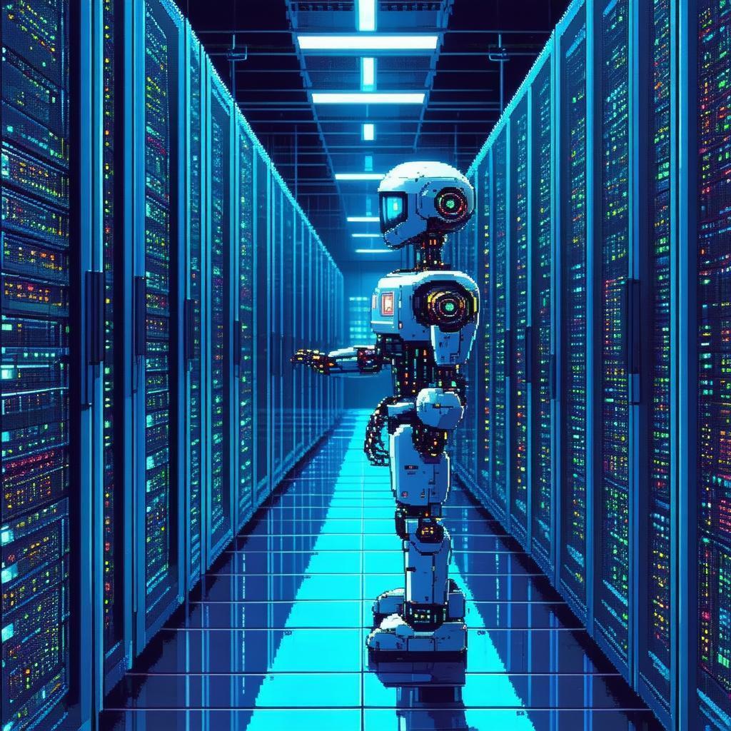 Retro 8 Bit Robot Runs the Data Center