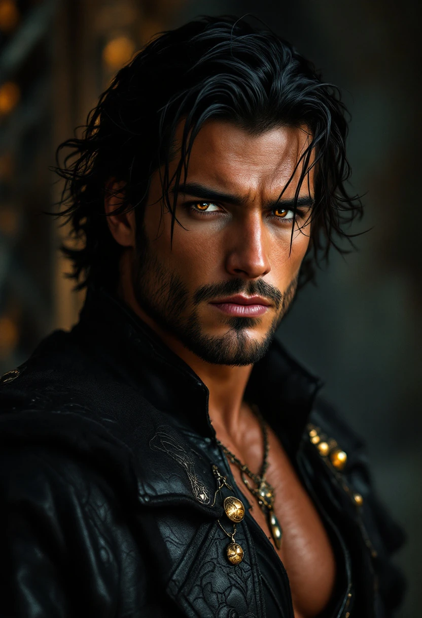 Handsome Man Medieval Leather