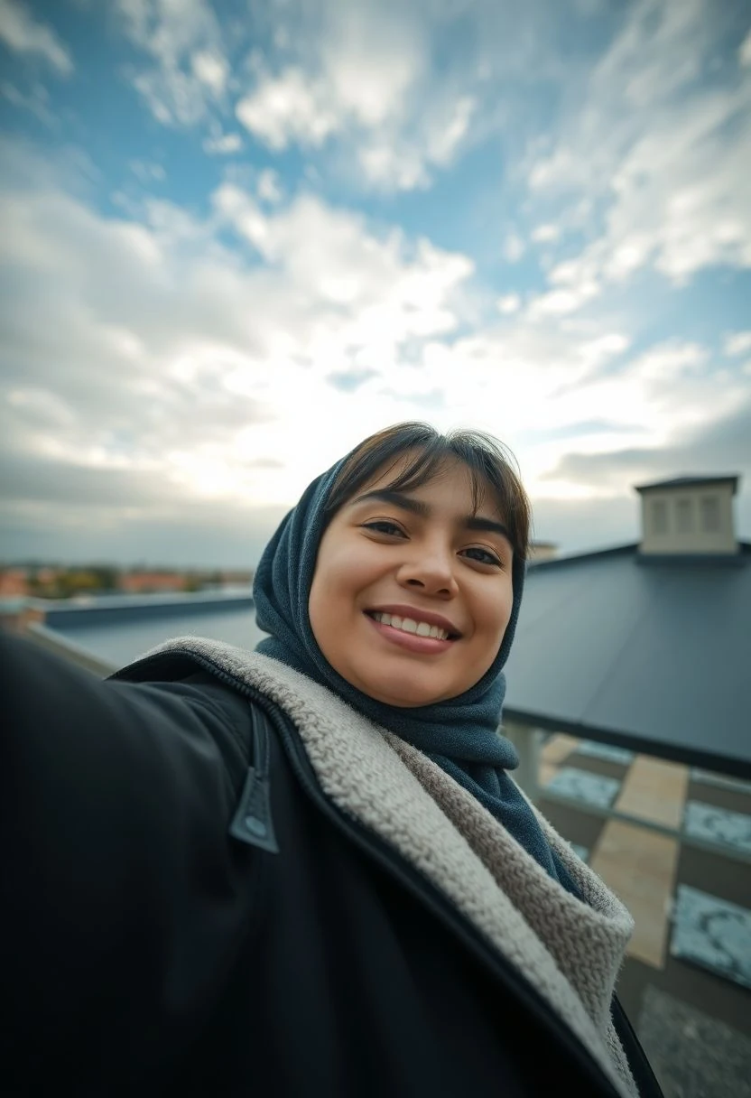Woman Winter Jacket Rooftop