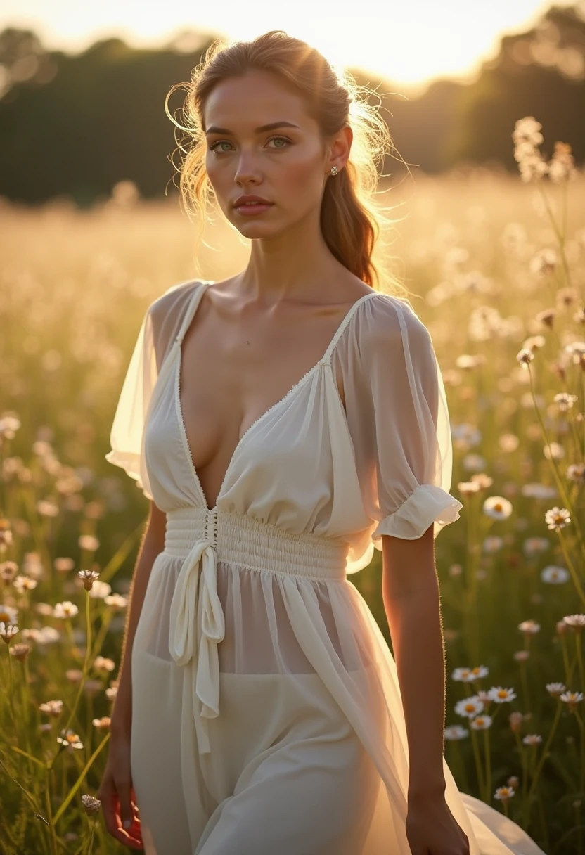 Woman Wildflower Silhouette Golden