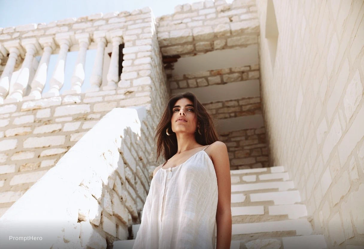 Woman Stone Stairs Flowing