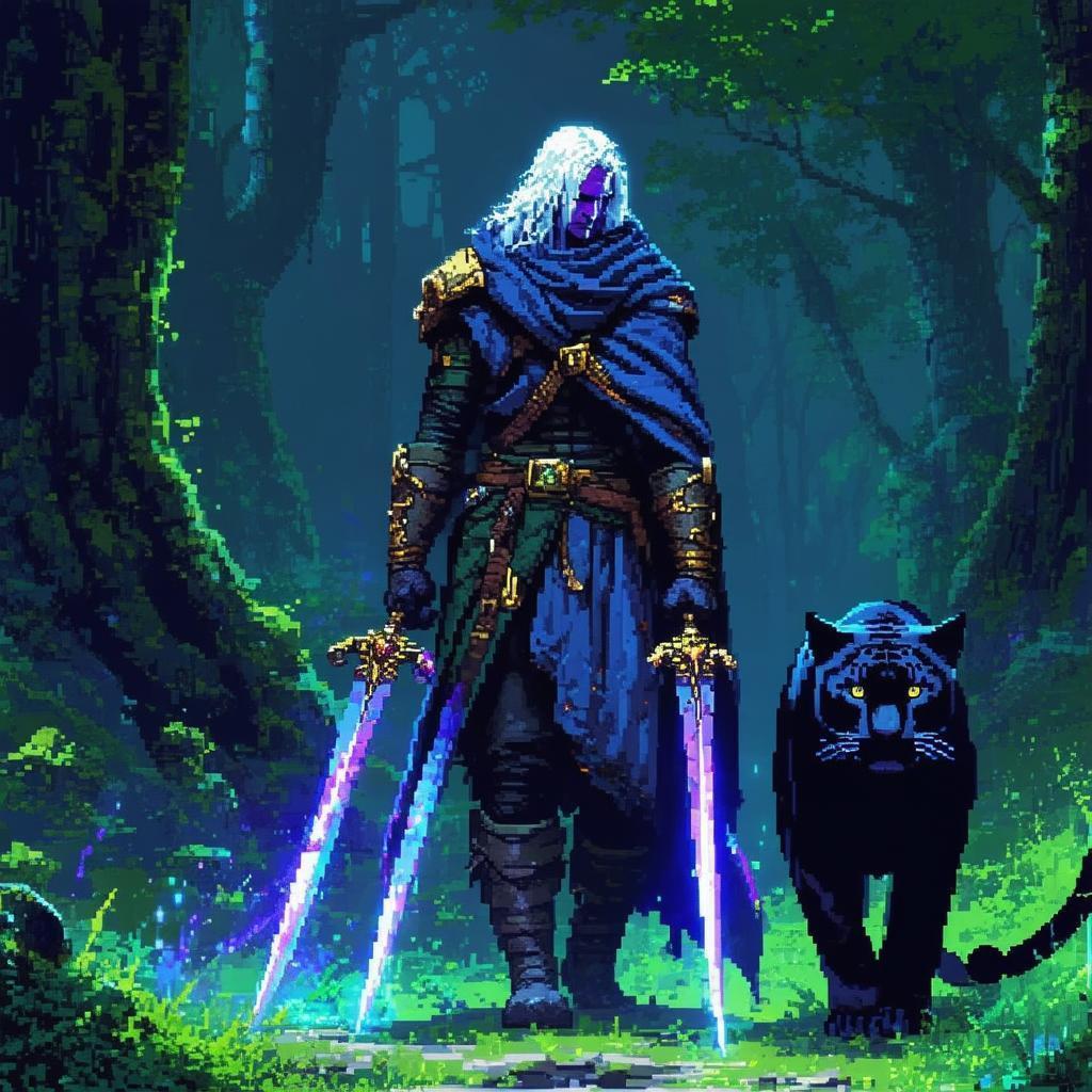 Drizzt Stalks the Underdark in Pixel Art