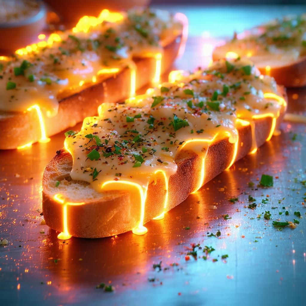 Neon Glazed Garlic Bread in Cyber Kitchen