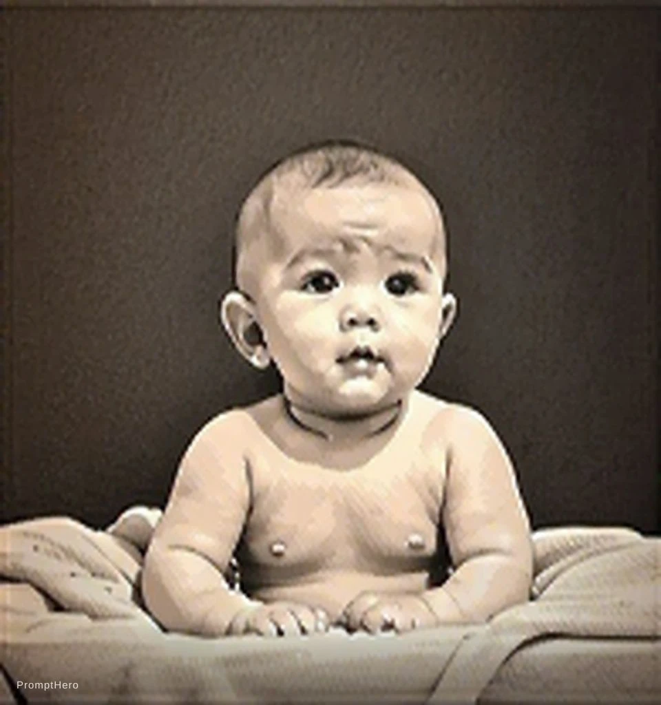 Baby Portrait Ink Drawing