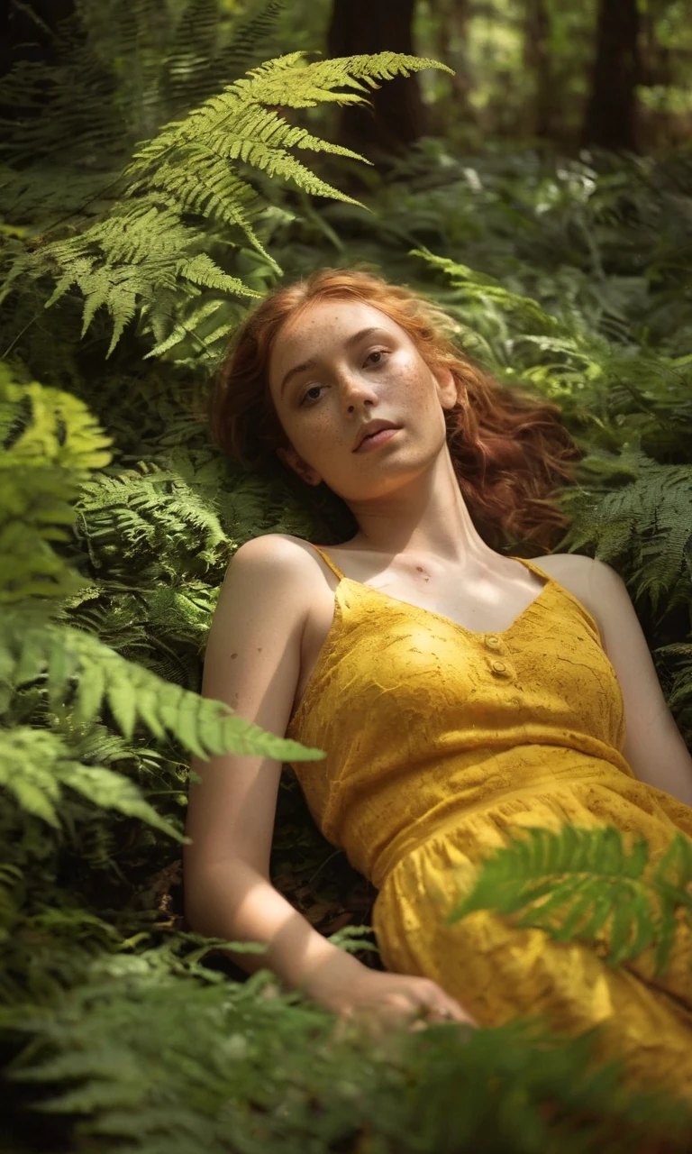 Girl Freckles Yellow Forest