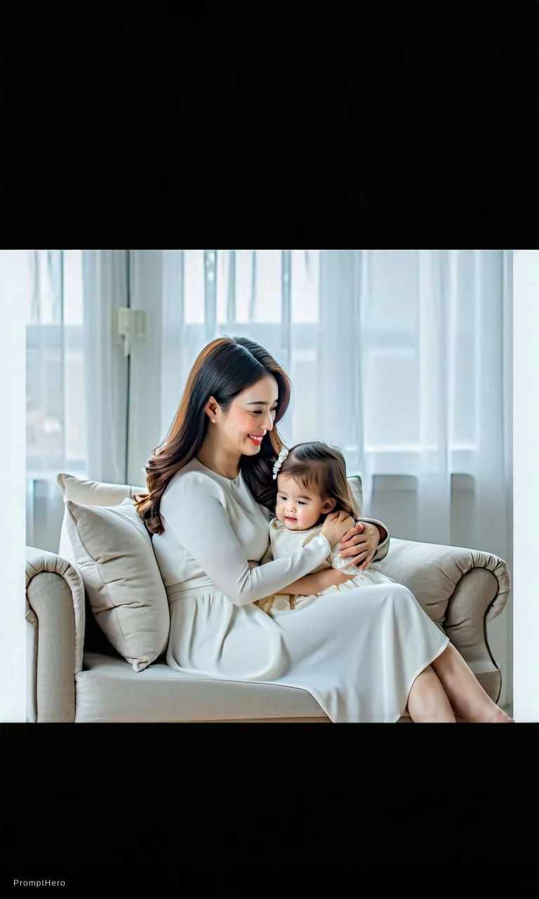 Mother Daughter Cozy Portrait