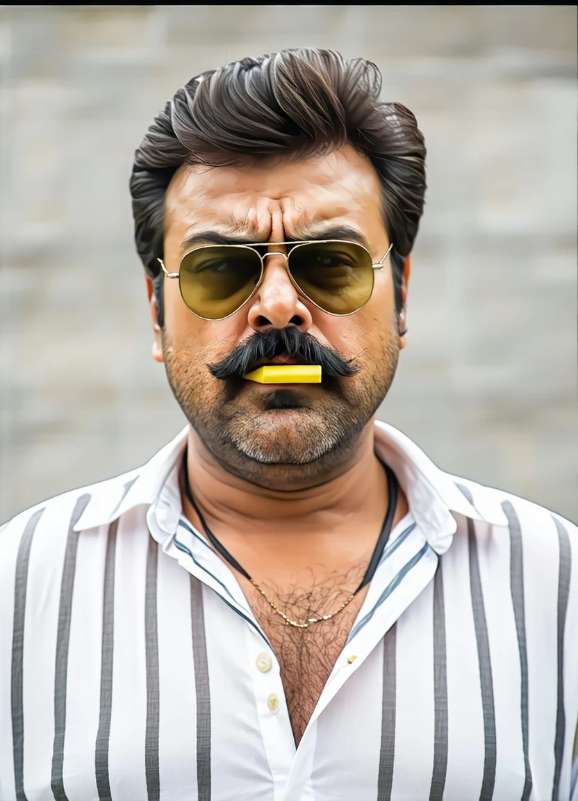 Mammootty Gangster Actor Portrait Yellow