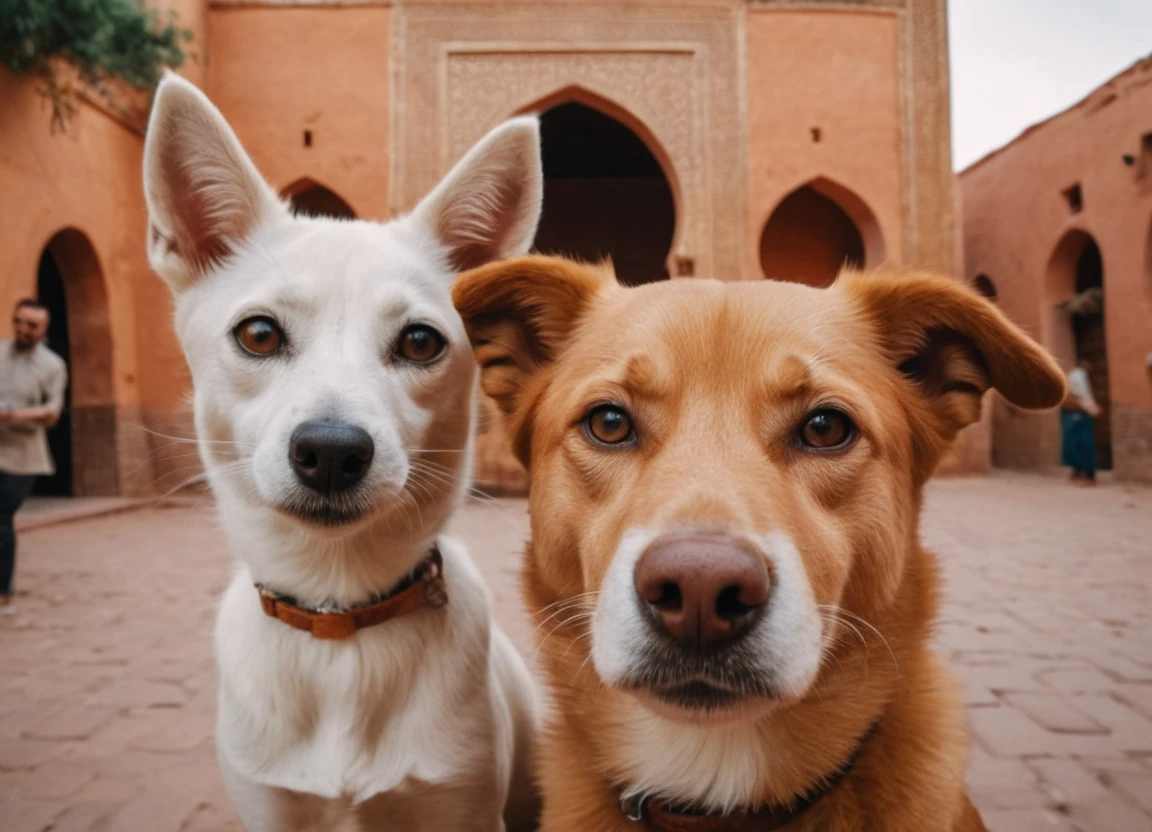 Cat Dog Selfie Marrakech Morocco