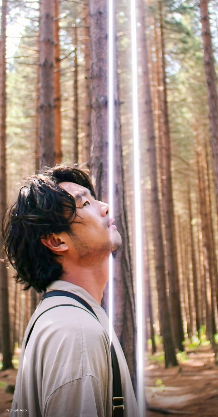Asian Man Forest Analog Film Portrait