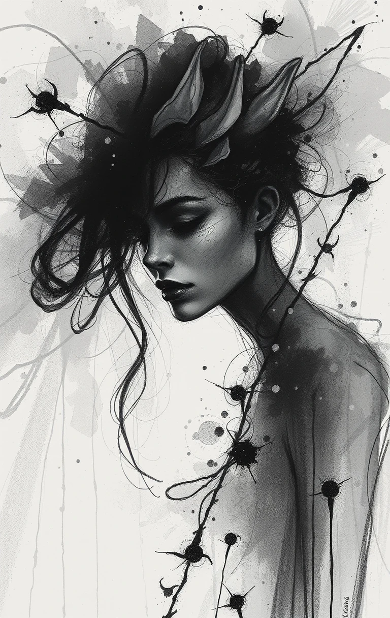 Charcoal Ink Sketch Abstract Mood