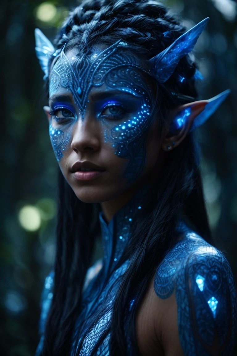 Blue Humanoid Avatar Elf Warrior