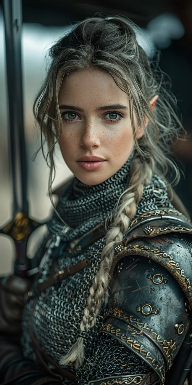 Warrior Woman Chainmail Battlefield