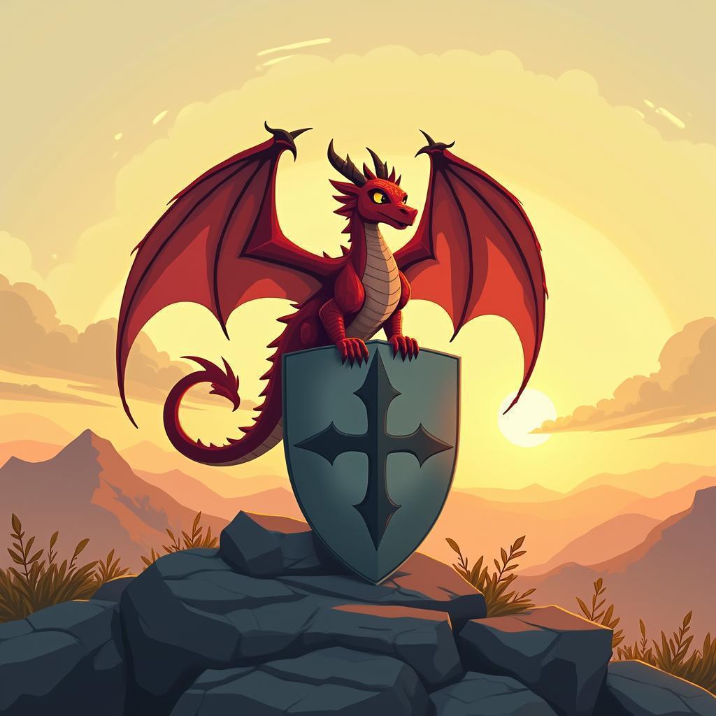 Tiny Dragon Lands on a Knight's Shield