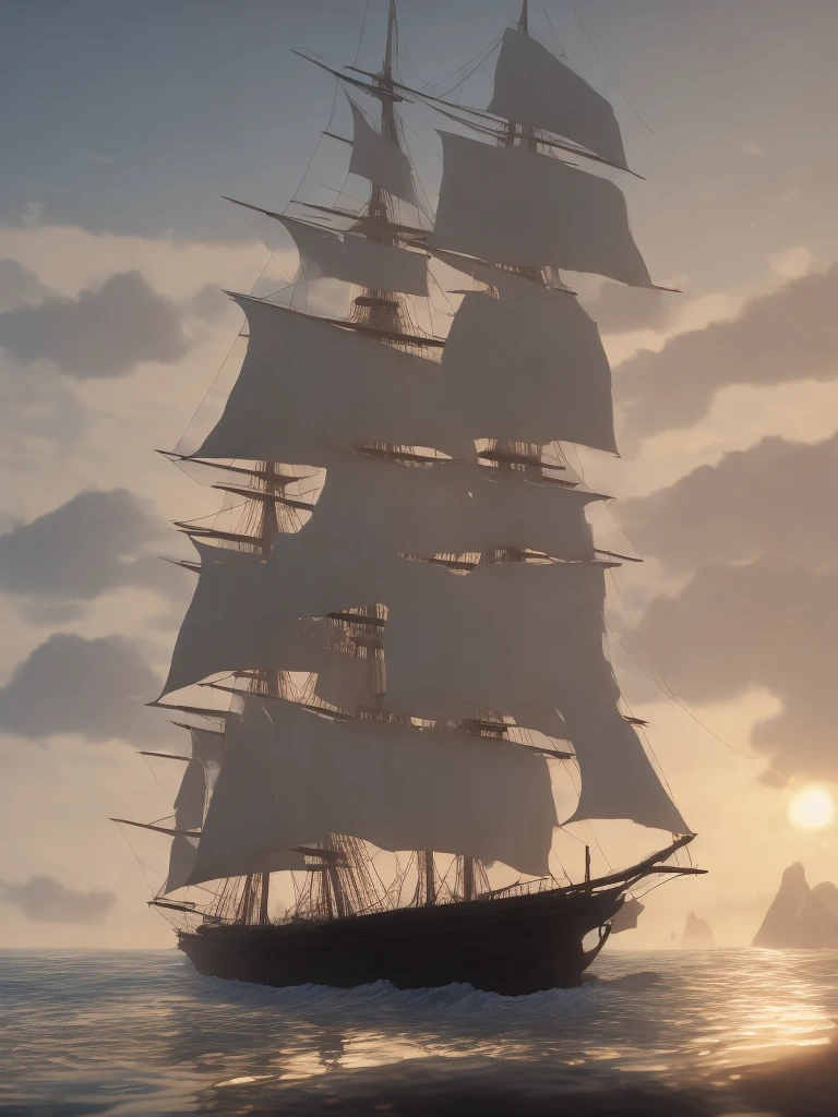 Sailing Ship Sunrise Cinematic