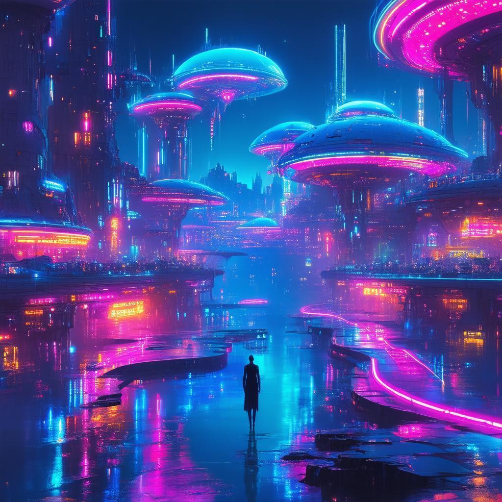 Sleek Neonpunk Aliens in Ethereal Glow