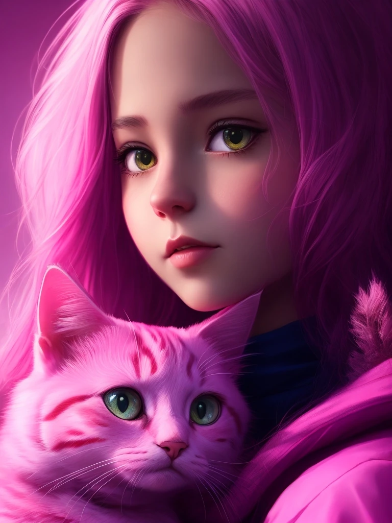 Cat Girl Pink Cinematic Quality Portrait
