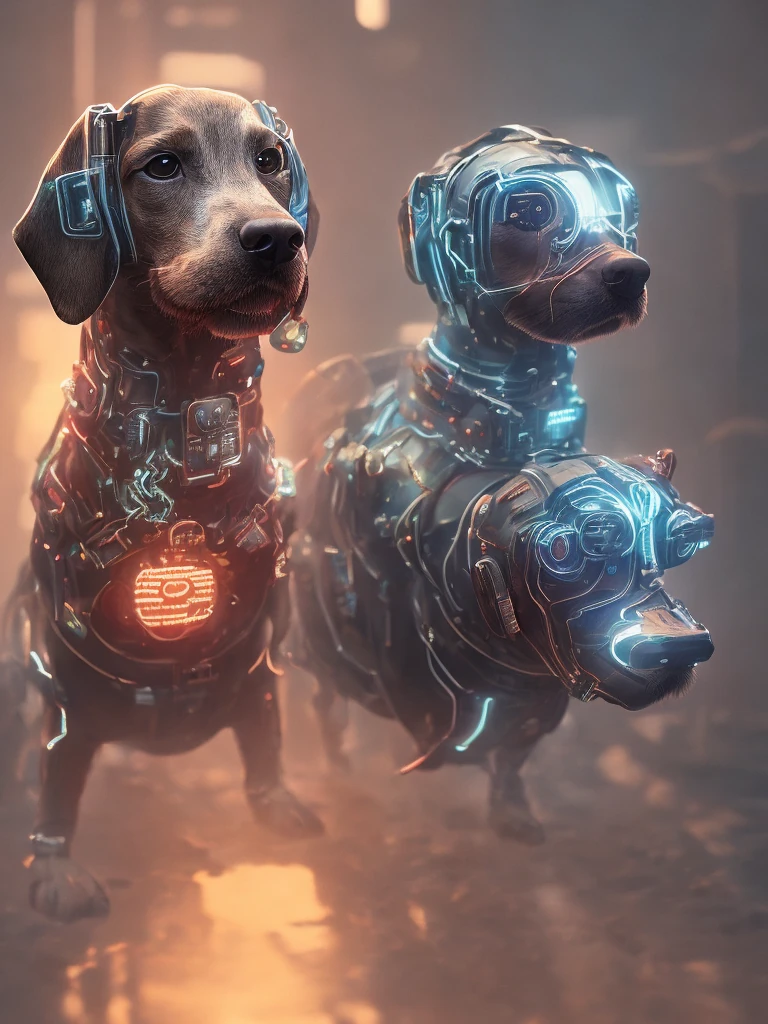 Cyberpunk Dachshund Sunset Portrait