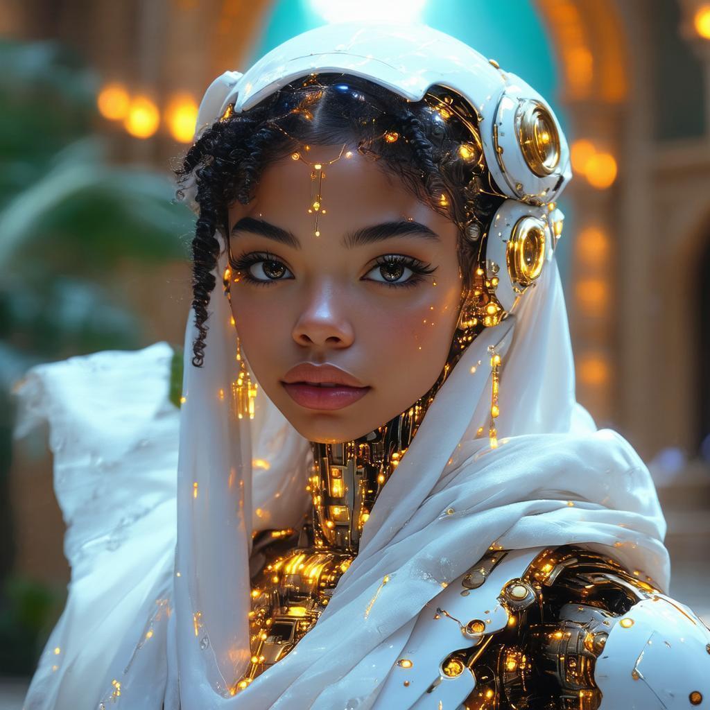 Stop Motion Ottomanpunk Robotess in Golden Light