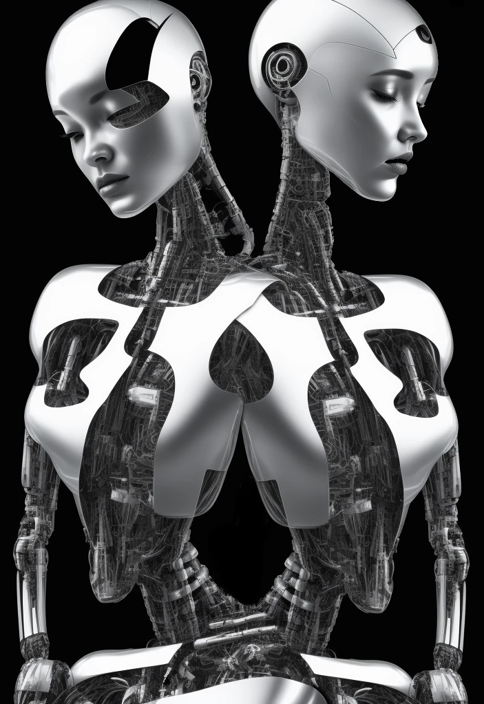Half Robot Woman Anatomy Acrobat
