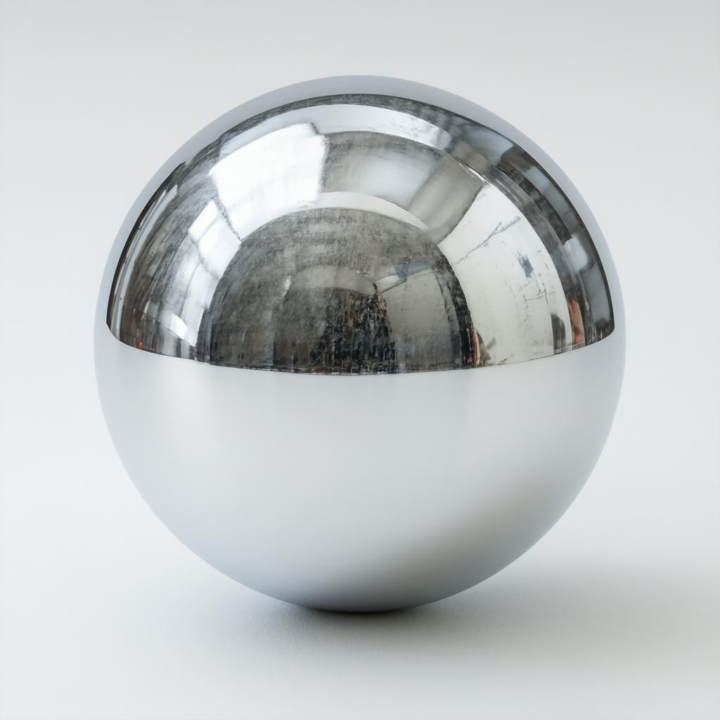 Reflective Chrome Sphere on Pristine White